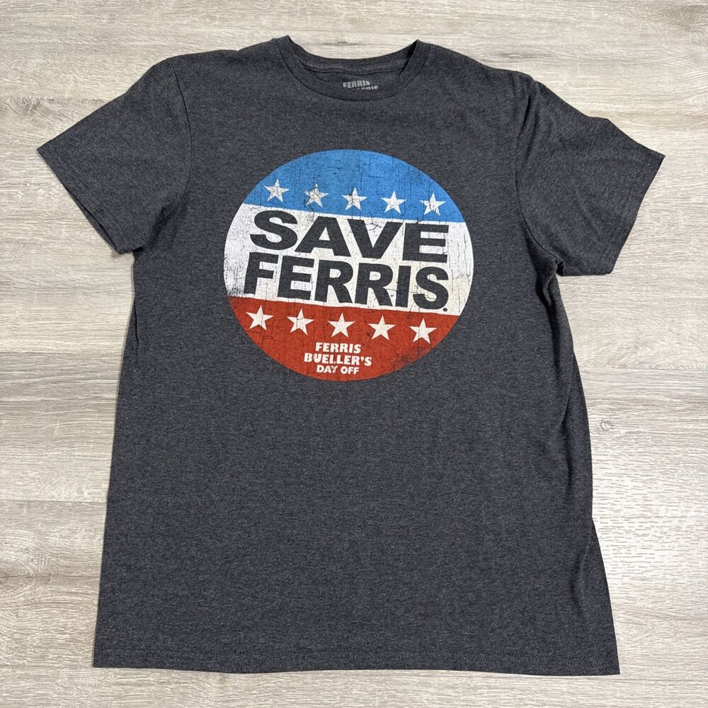 Ferris Bueller’s Day Off Shirt Men’s Medium Save Ferris Gray Cotton Blend